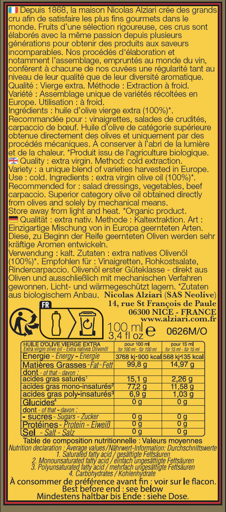 Huile d'olive cuvée Pauline 100 ml flacon POMPE Bio*