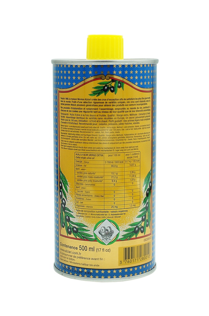 bidon 1/2 L Huile d'olive cuvée Prestige