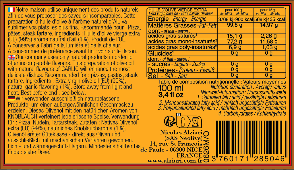 Bidon huile d'olive AIL 100 ml - Alziari