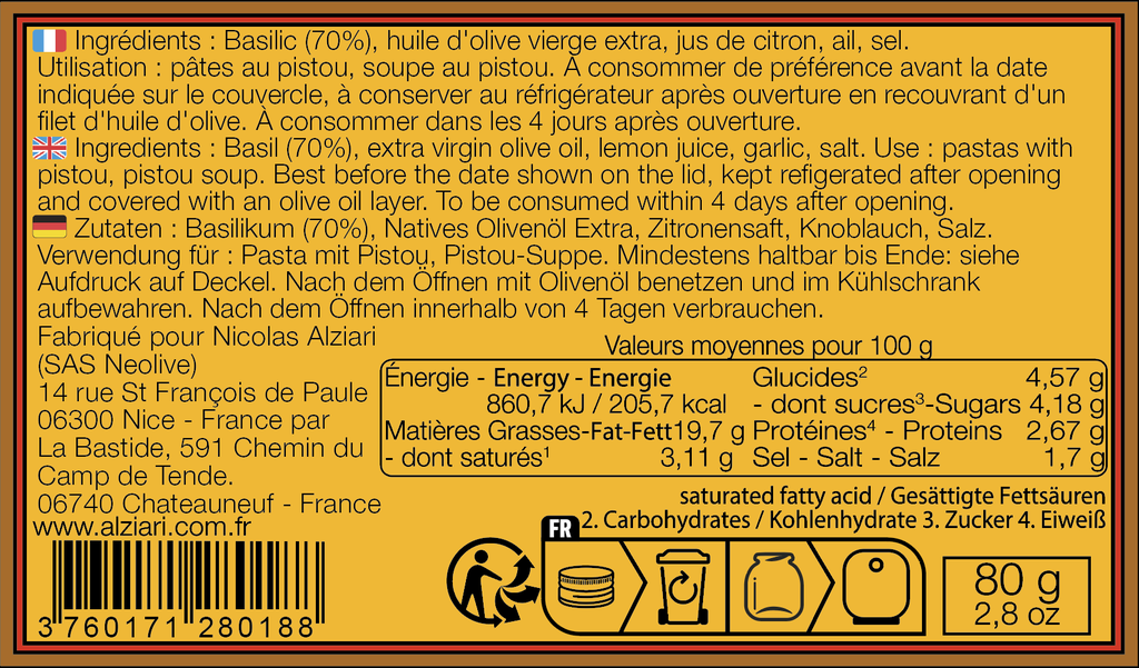 Pistou 80 gr - Alziari