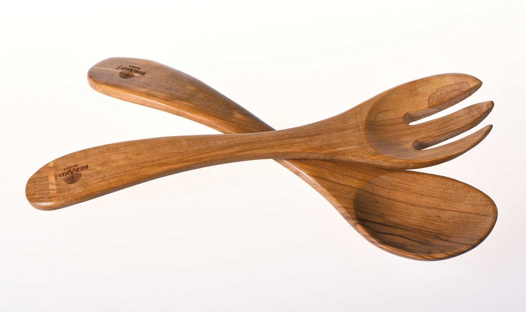 Couverts 25 cm 3 dents rond (en bois d'olivier)