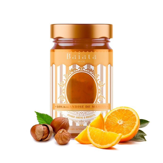 Fruchtdelikatesse Bitterorange & Haselnuss "Gourmandise de Mamina" 230 g - Baiata