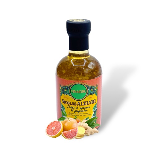 [1609] Vinaigre à la pulpe d'Agrumes & Gingembre 200 ml - Alziari