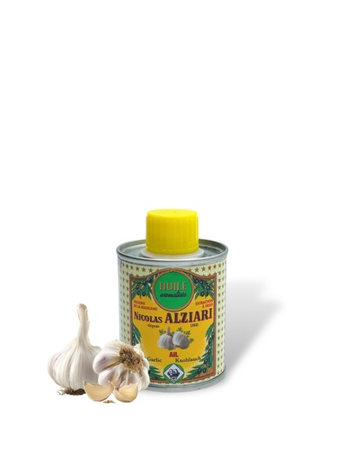 [4934] 100 ml tin Olive oil Garlic flavored - Alziari