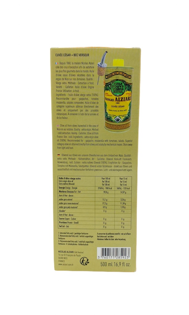 Etui Beige : CUVÉE CESAR 500 ML + Bec Verseur - Alziari
