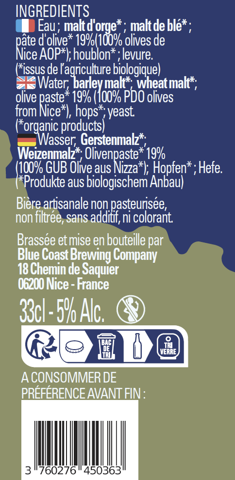 BIÈRE Bio*  À L'OLIVE DE NICE 33 cl - Alziari