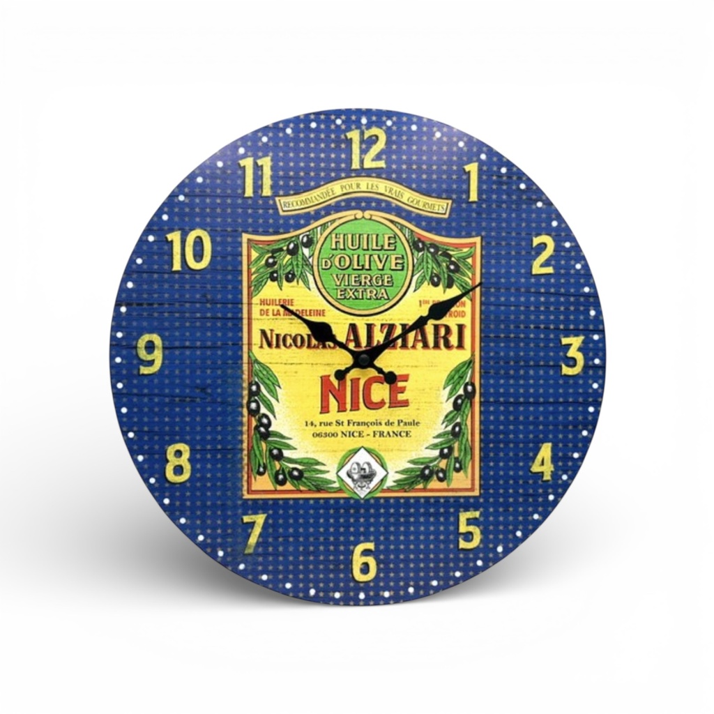 Alziari Wanduhr Durchmesser 34 cm (ohne Batterie)