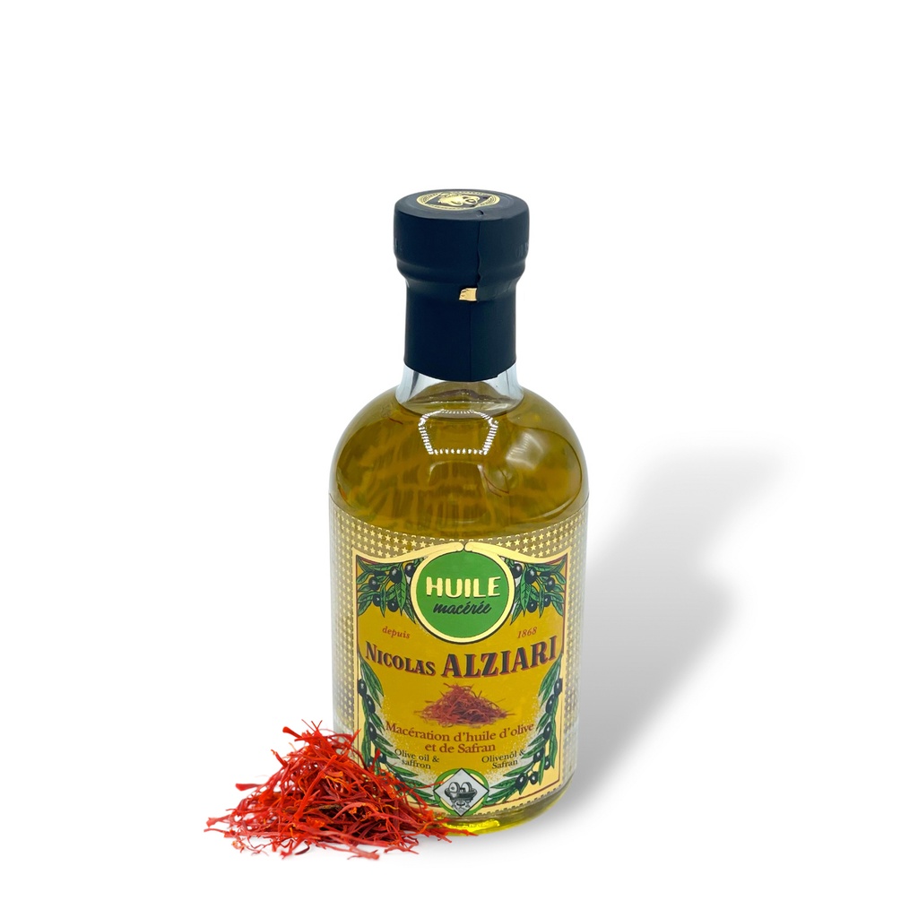 200ml Flasche Olivenöl mit Safran Mazeration