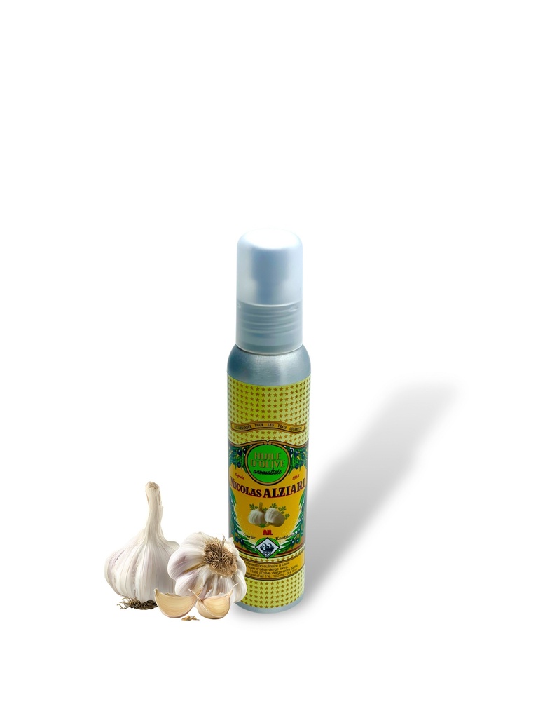100ml flask pump Olive oil Garlic flavored - Alziari