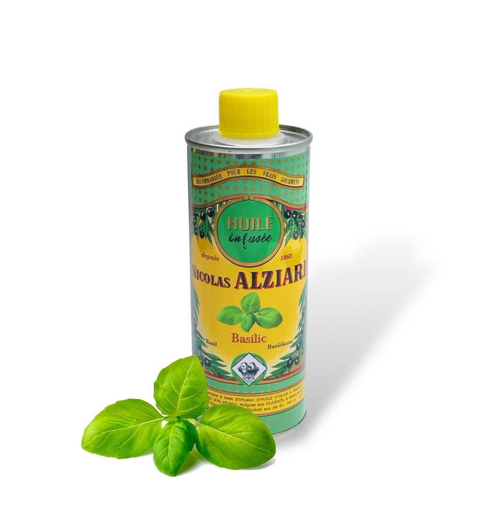 Huile d'olive infusée BASILIC FRAIS 250 ML - Alziari