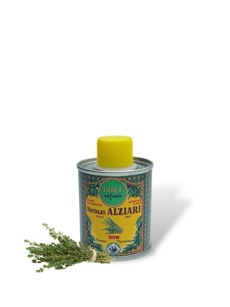 Bidon huile d'olive infusée au THYM Frais 100 ml - Alziari