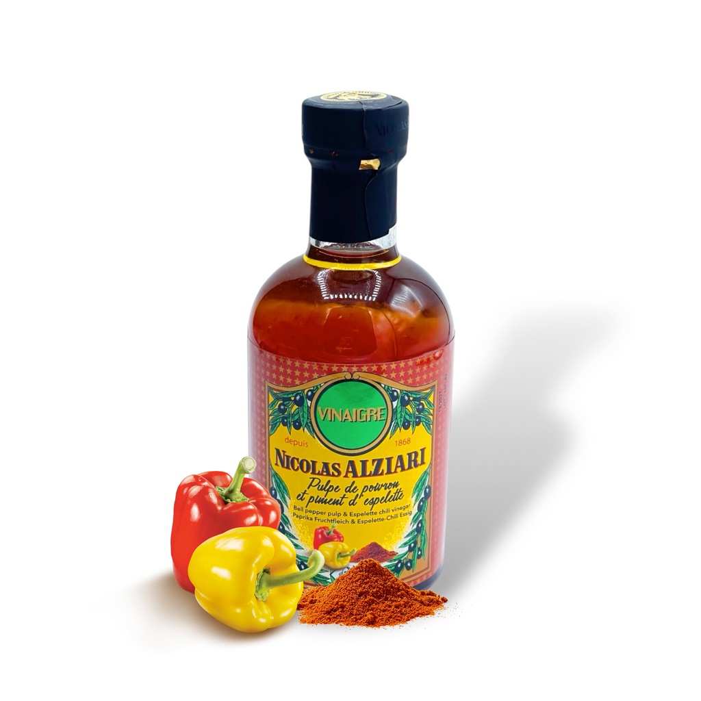 Vinaigre à la pulpe de poivron et piment d'Espelette 200 ml - Alziari