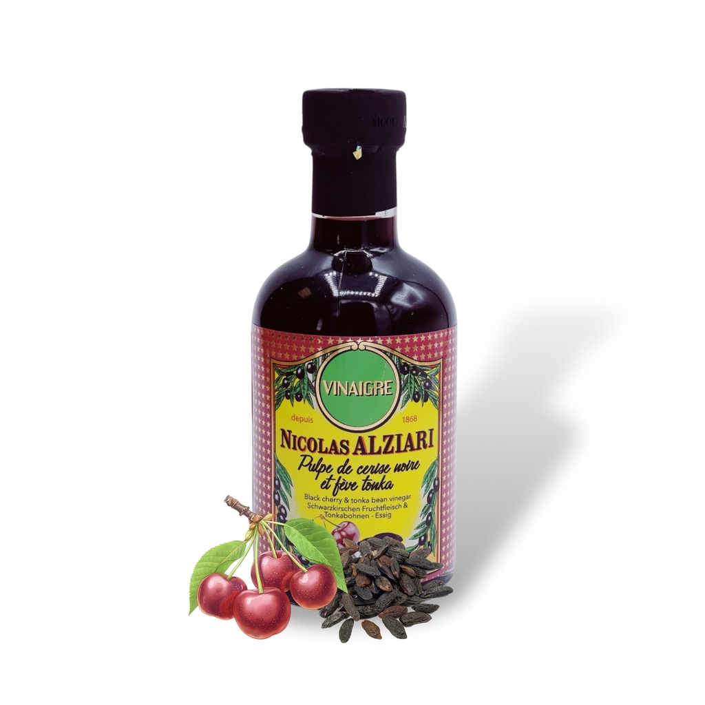 Vinaigre à la pulpe de Cerise et feve Tonka 200 ml - Alziari