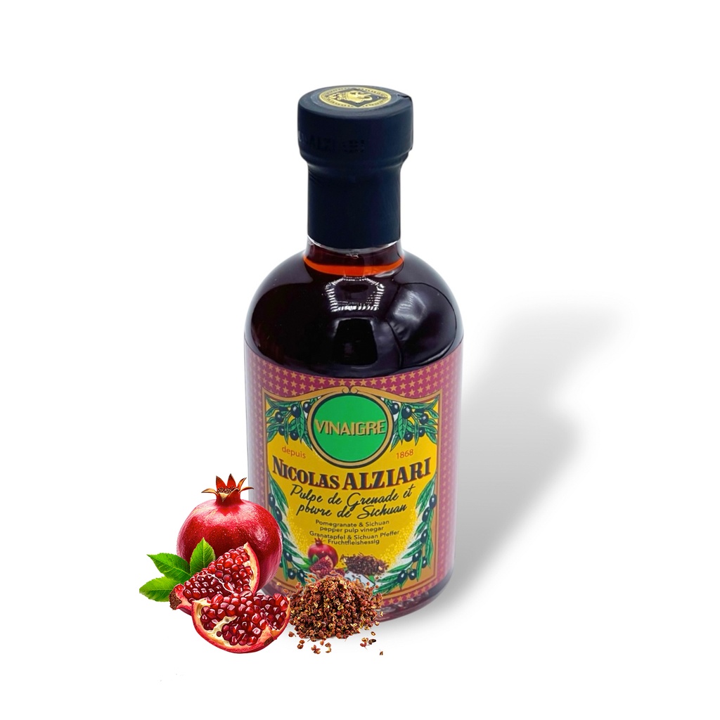 Vinaigre à la pulpe de Grenade et poivre du Sichuan 200 ml - Alziari