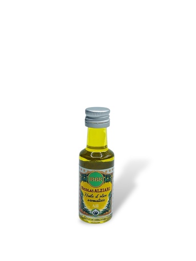 [5062] 20ml Miniaturflasche Glas aromatisiertes Olivenöl Knoblauch - Alziari