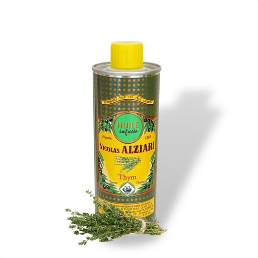 [5560] 250ml tin Olive oil fresh THYME infused - Alziari